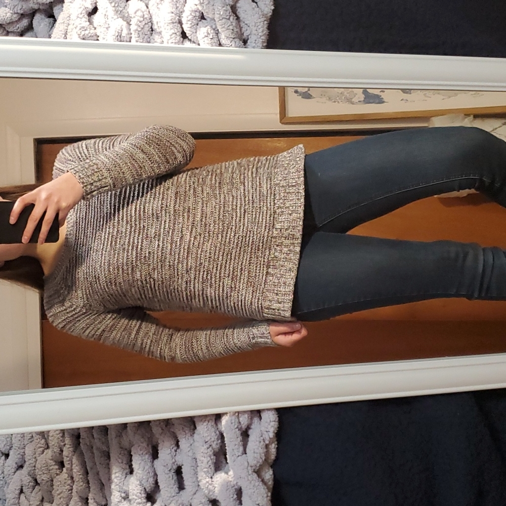 Gray sweater with color spots